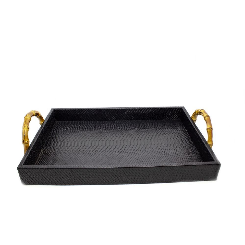 BANDEJA PARA BAR COM ALÇA DE BAMBU 55X35X11CM
