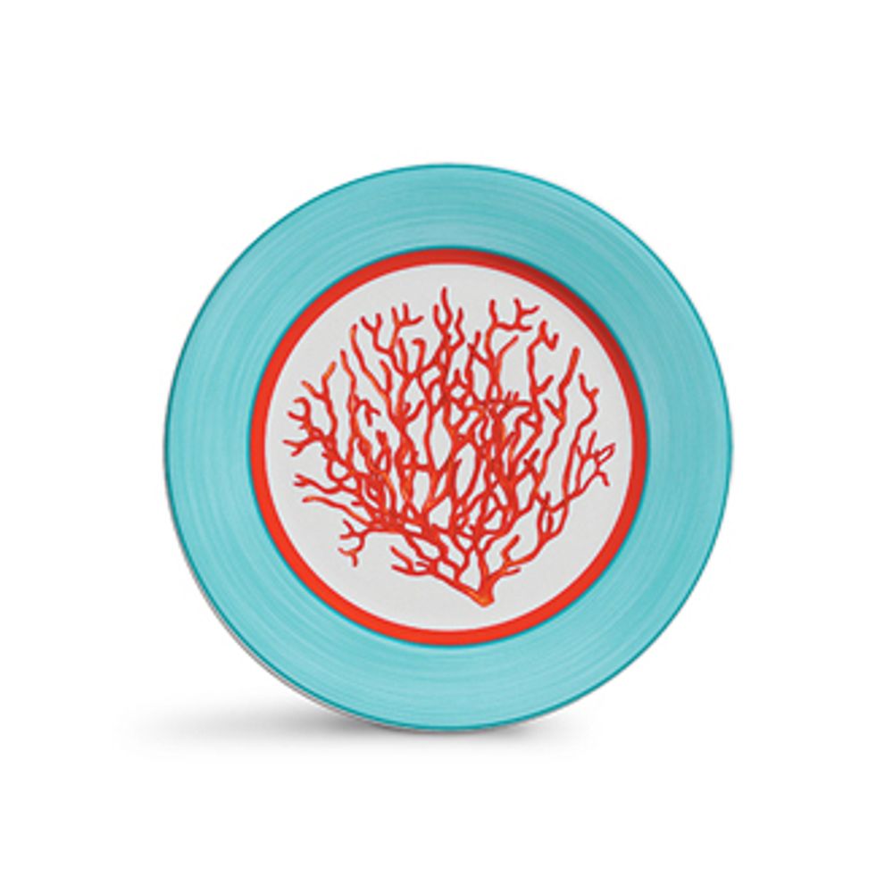 PRATO DE SOBREMESA CORAL DE CERÂMICA COM 6