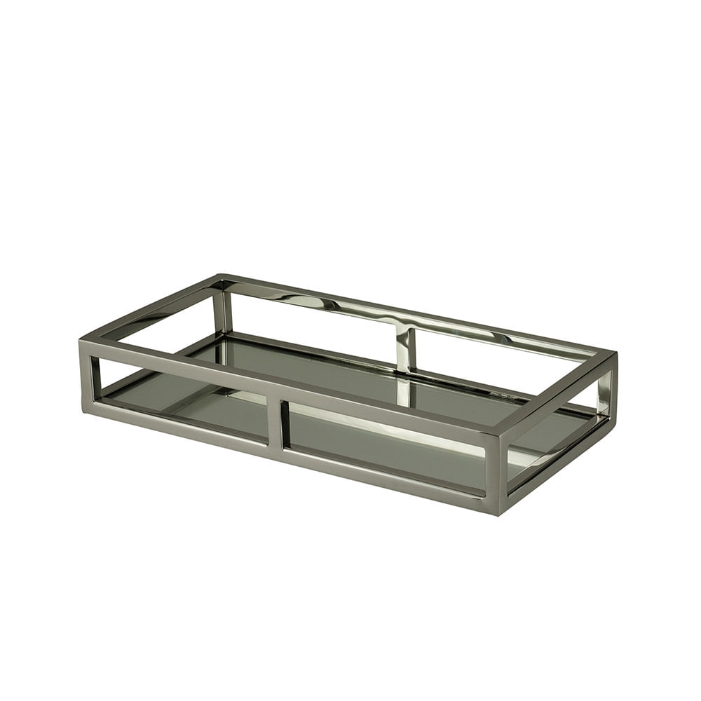 BANDEJA COM ESPELHO AÇO INOX