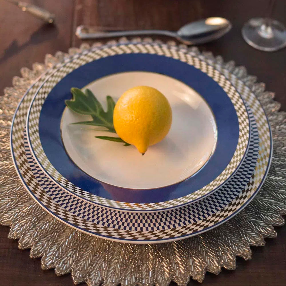 PRATO FUNDO OP ART DE PORCELANA COM 6 OXFORD