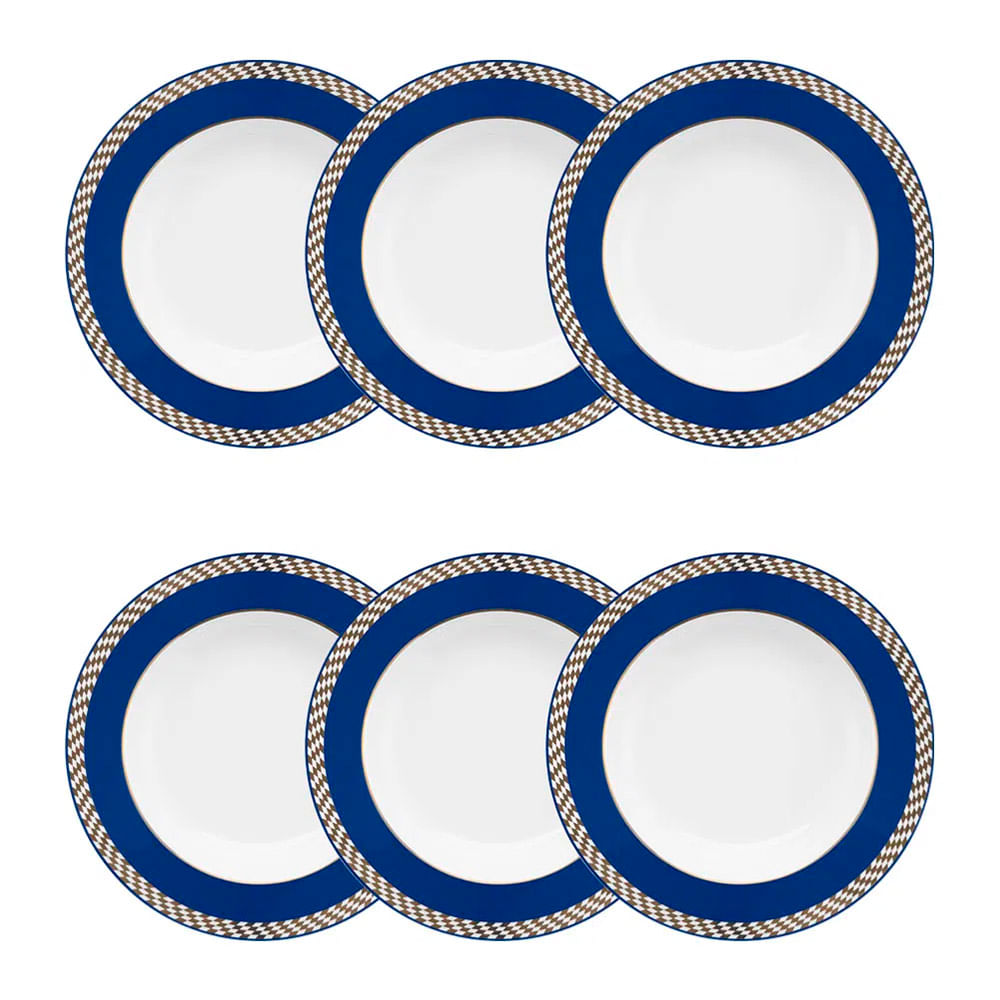 PRATO FUNDO OP ART DE PORCELANA COM 6 OXFORD