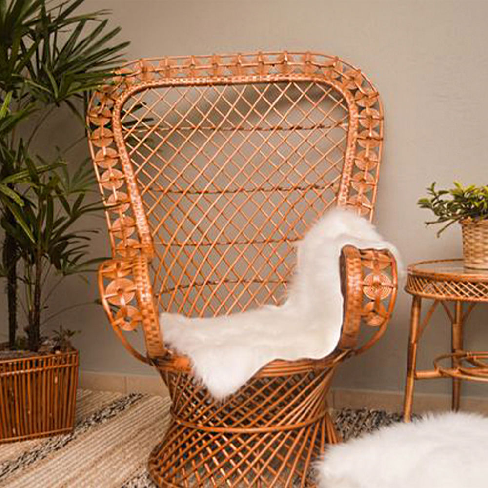 CADEIRA RAINHA REDONDA DE RATTAN 140CM