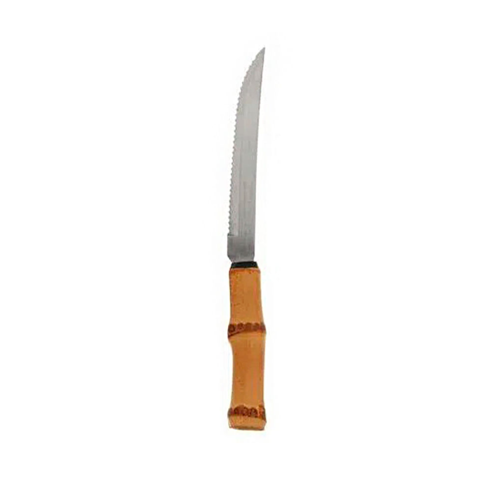 FACA DE CHURRASCO DE BAMBU E AÇO INOX COM 6