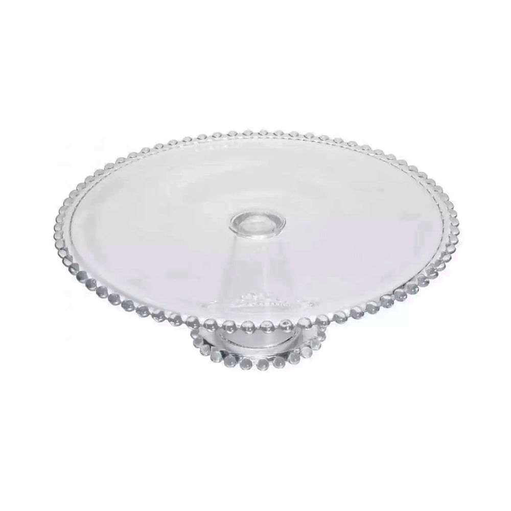 PRATO DE BOLO PEARL COM PÉ DE VIDRO 31X11CM