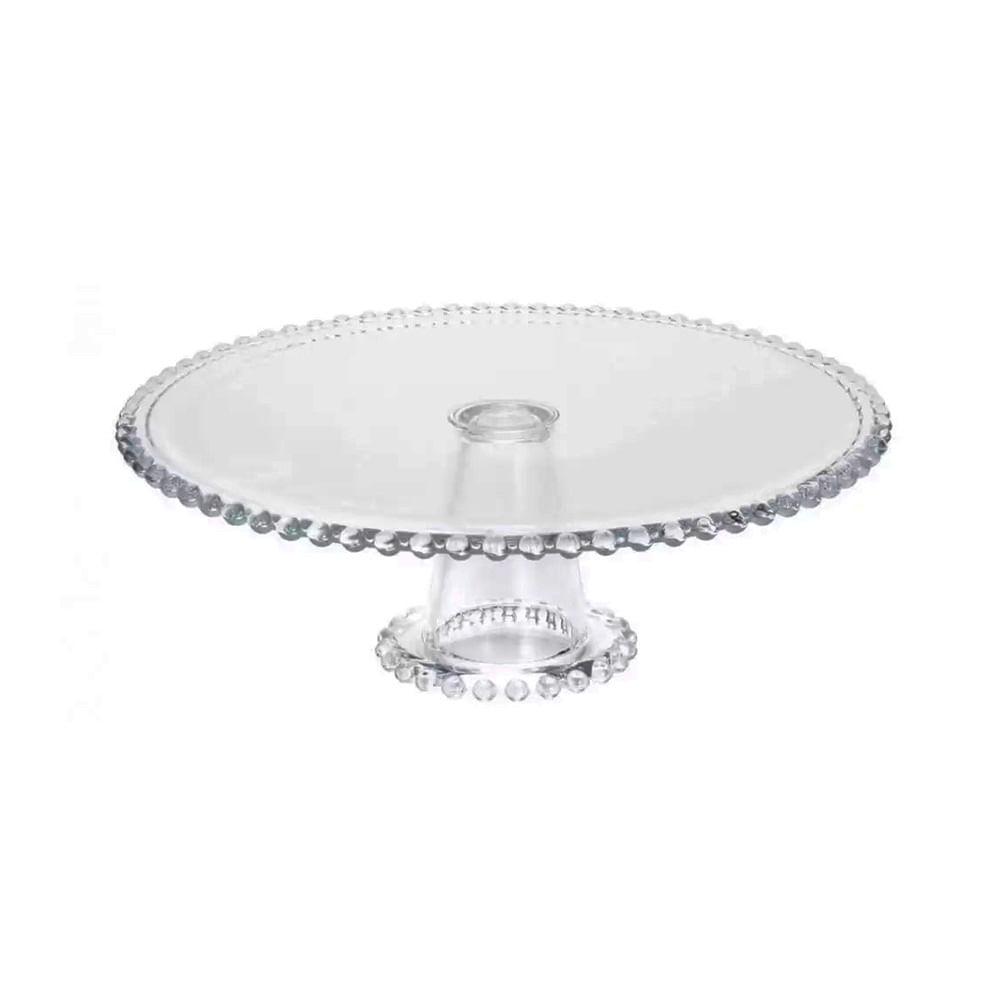 PRATO DE BOLO PEARL COM PÉ DE VIDRO 31X11CM