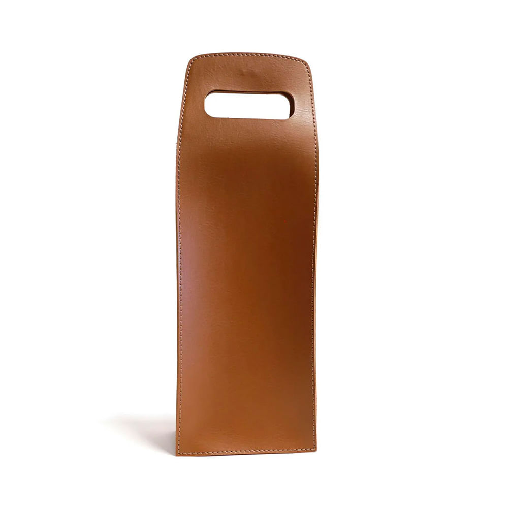 BOLSA PARA 1 GARRAFA MARROM DE COURO ECOLÓGICO 39,5CM