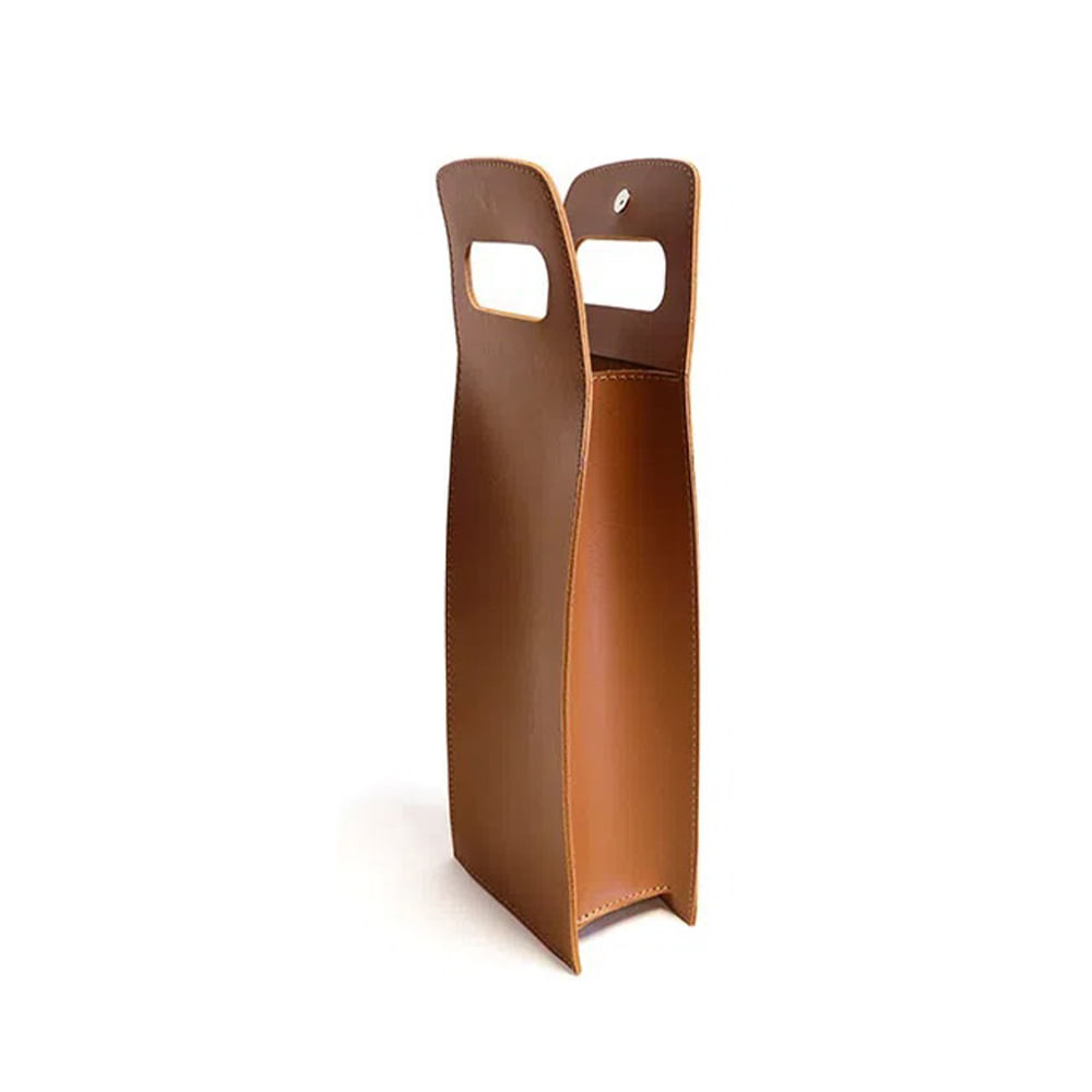 BOLSA PARA 1 GARRAFA MARROM DE COURO ECOLÓGICO 39,5CM