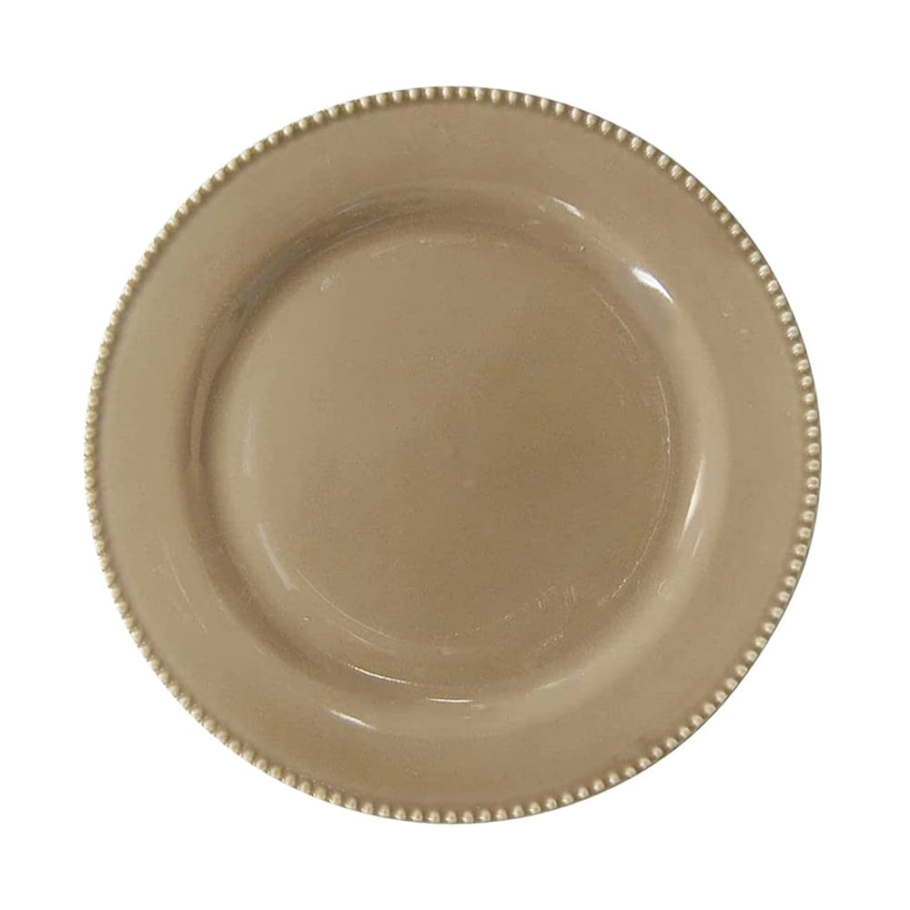 PRATO RASO PERLA  DE CERÂMICA COM 6