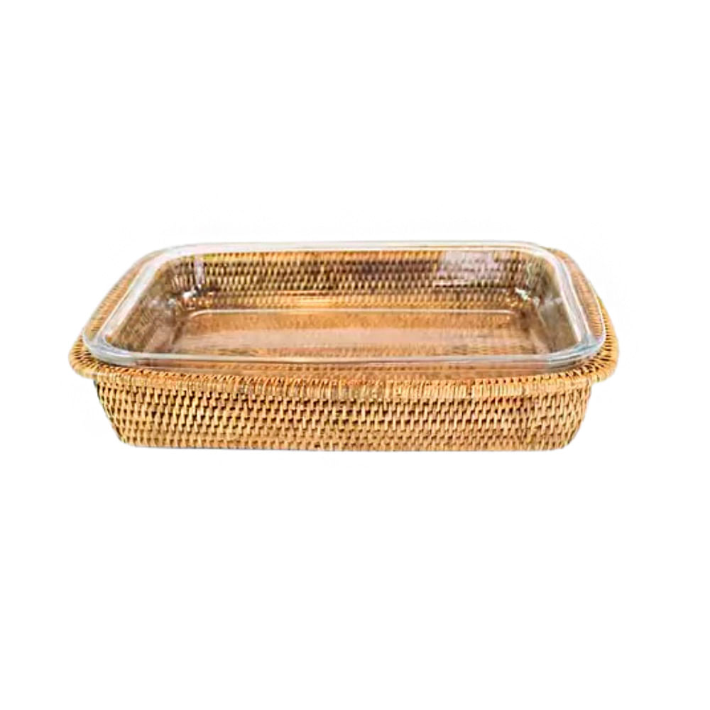 REFRATÁRIO MAYA COM SUPORTE DE RATTAN 43X25CM