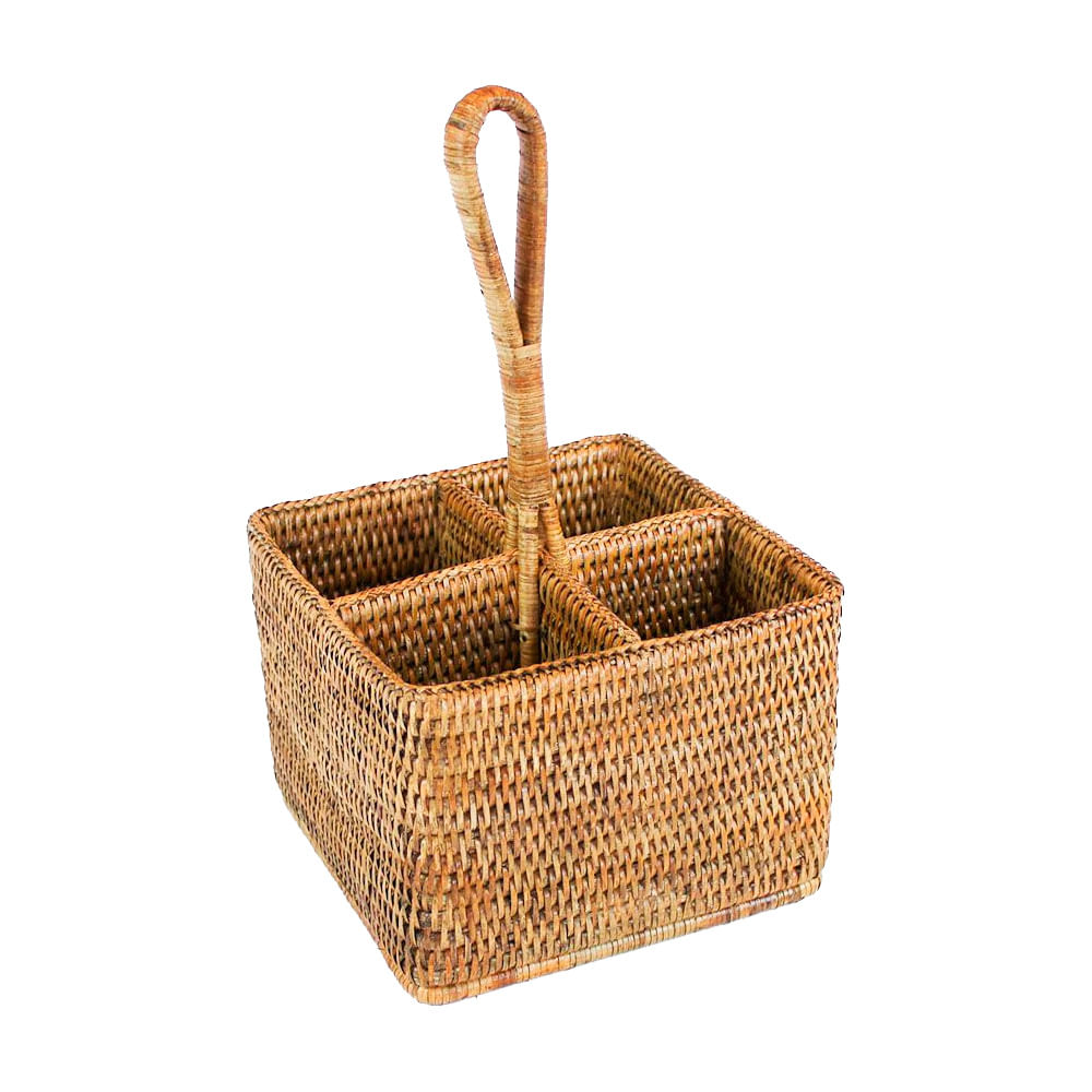 PORTA TALHER PAYA DE RATTAN 20X20X15CM