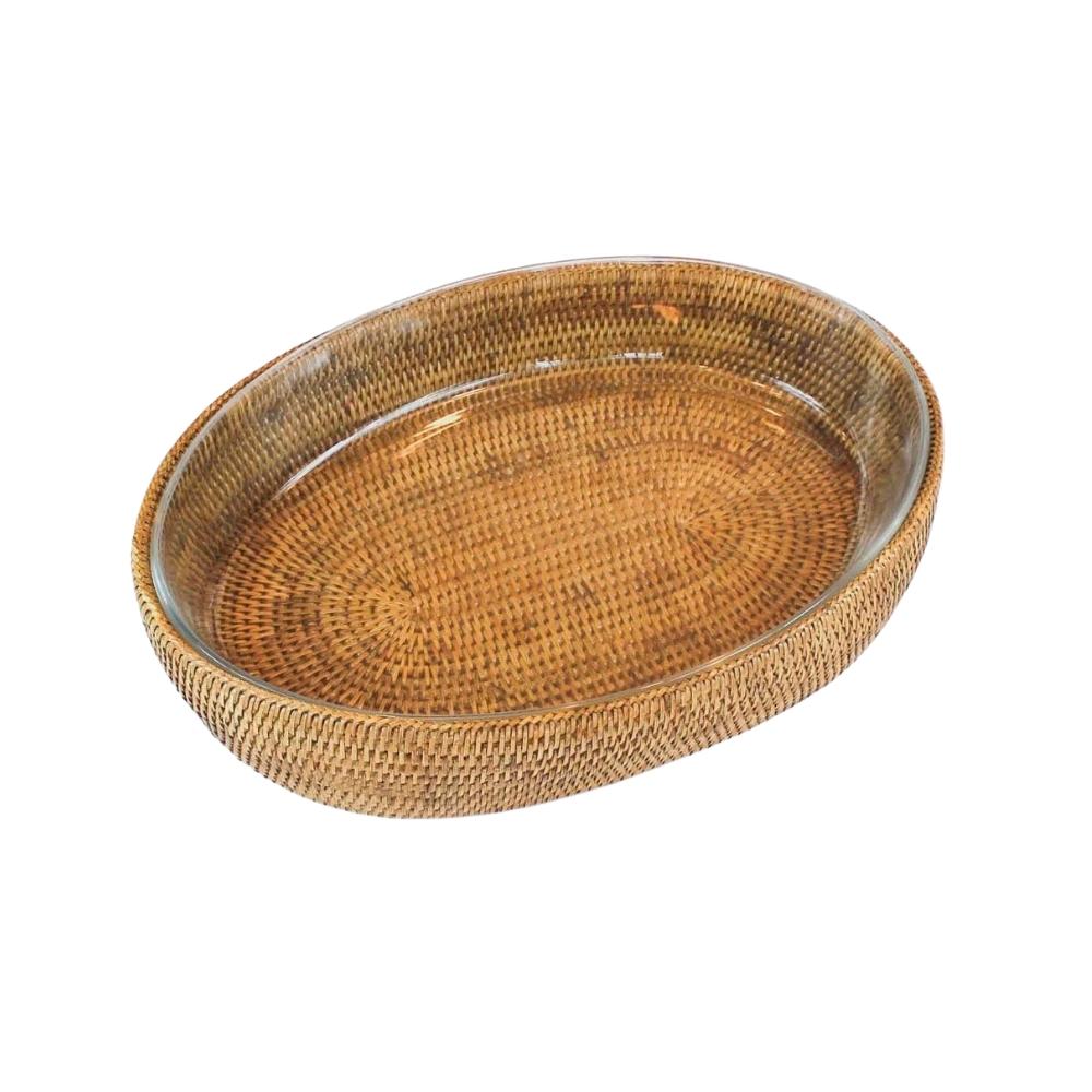 REFRATÁRIO MAYA DE RATTAN COM SUPORTE 41X29X8CM