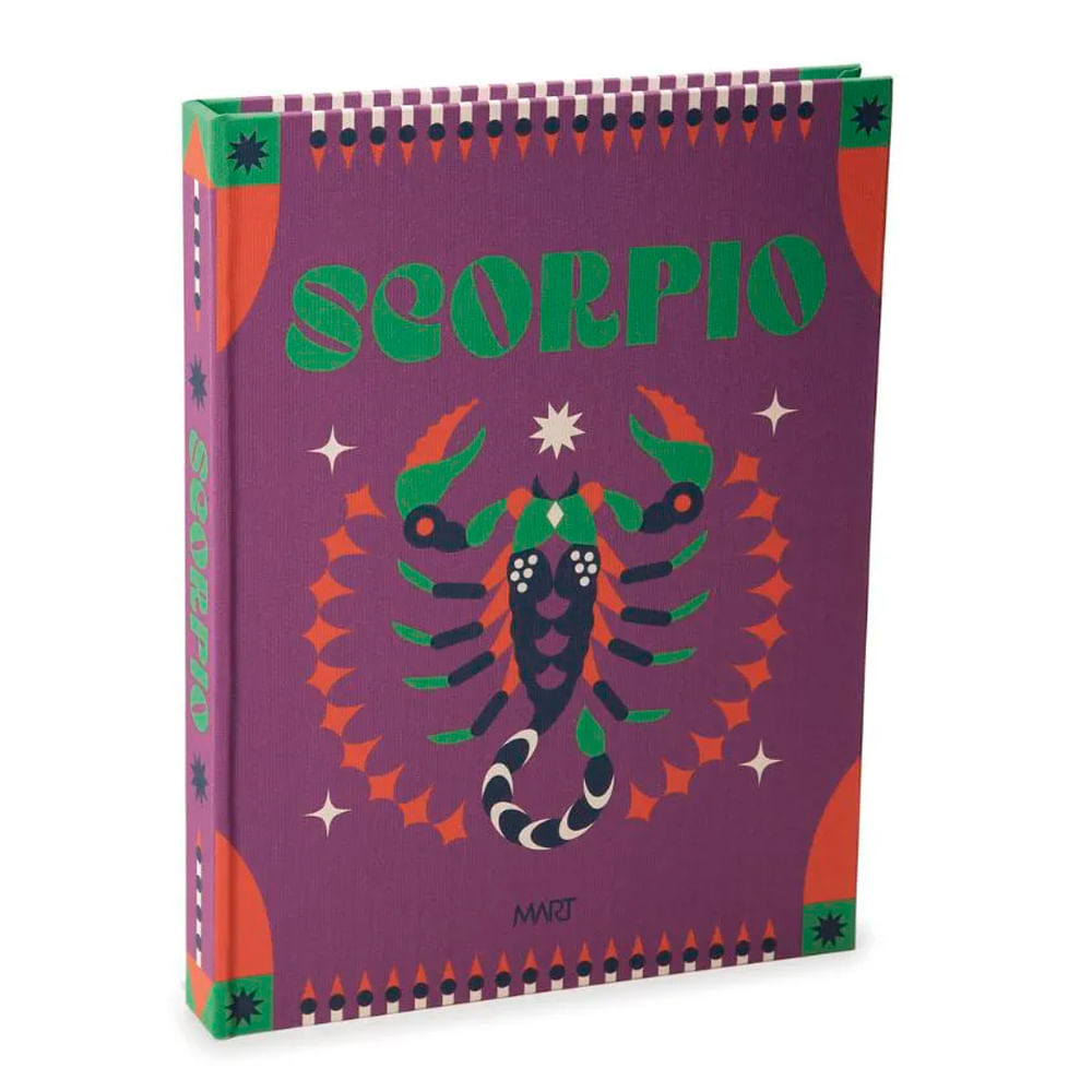 CAIXA LIVRO SIGNO ESCORPIÃO DE MADEIRA 33 CM