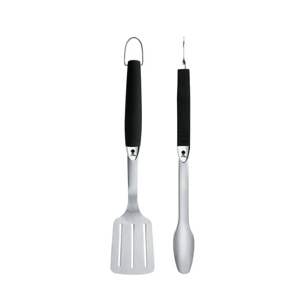KIT PINÇA E ESPÁTULA DE AÇO INOX 2 PEÇAS WEBER