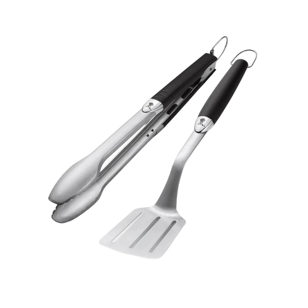 KIT PINÇA E ESPÁTULA DE AÇO INOX 2 PEÇAS WEBER
