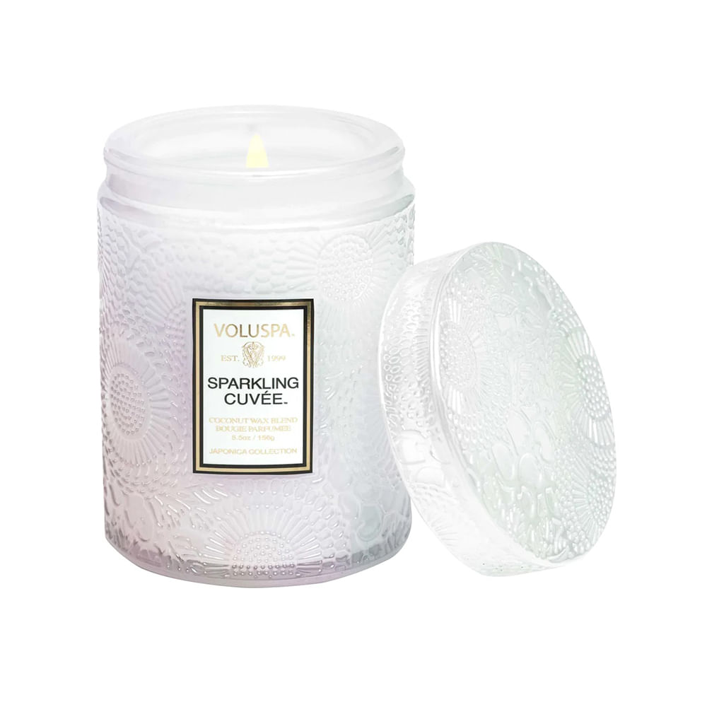 MINI VELA POTE DE VIDRO 50H RELEVO SPARKLING CUVÉE VOLUSPA