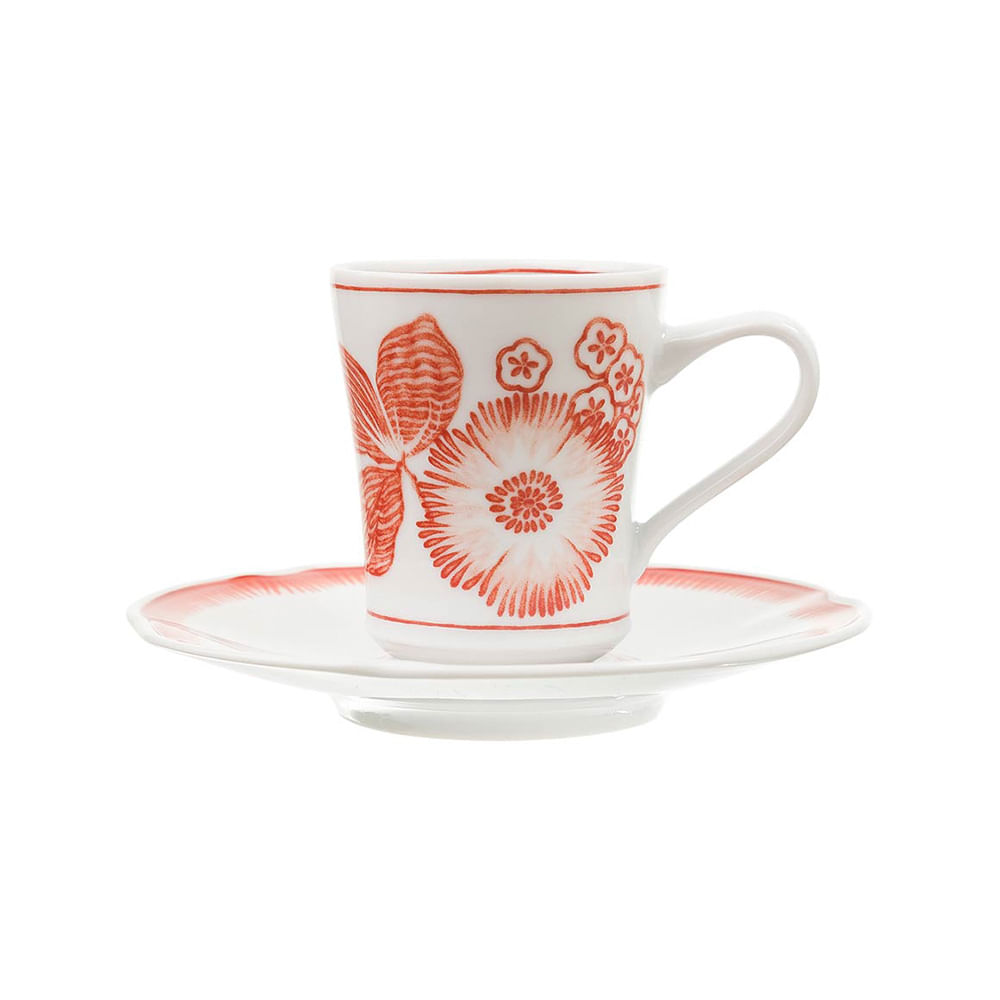 XÍCARA DE CAFÉ CORALINA DE PORCELANA COM 6 VISTA ALEGRE