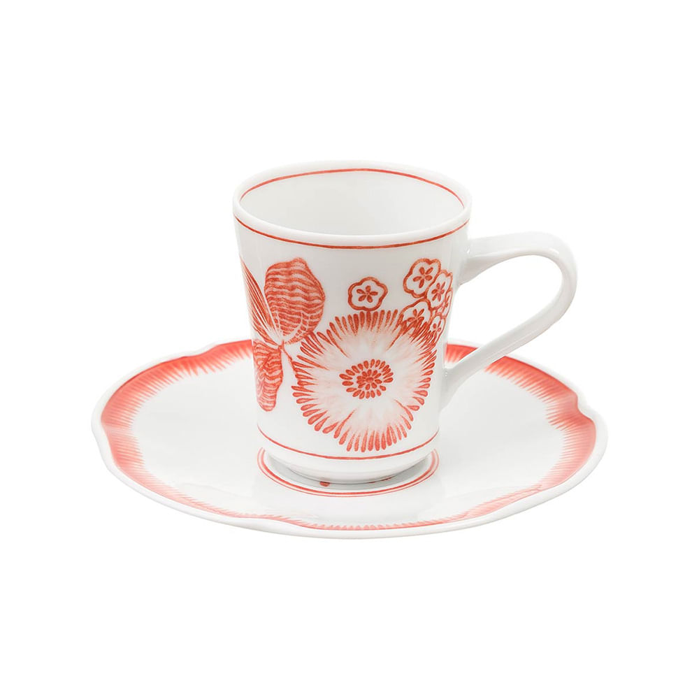 XÍCARA DE CAFÉ CORALINA DE PORCELANA COM 6 VISTA ALEGRE