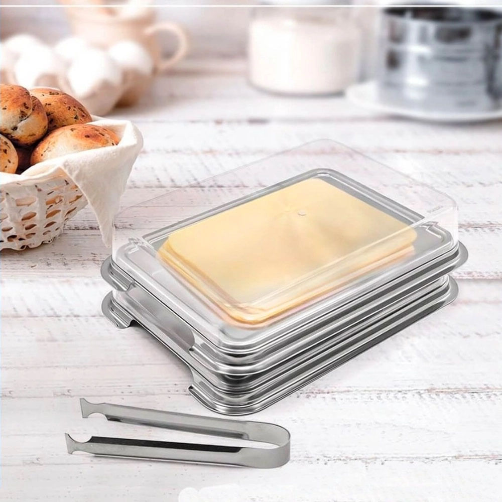 PORTA FRIOS DUPLO COM PEGADOR DE AÇO INOX 21CM