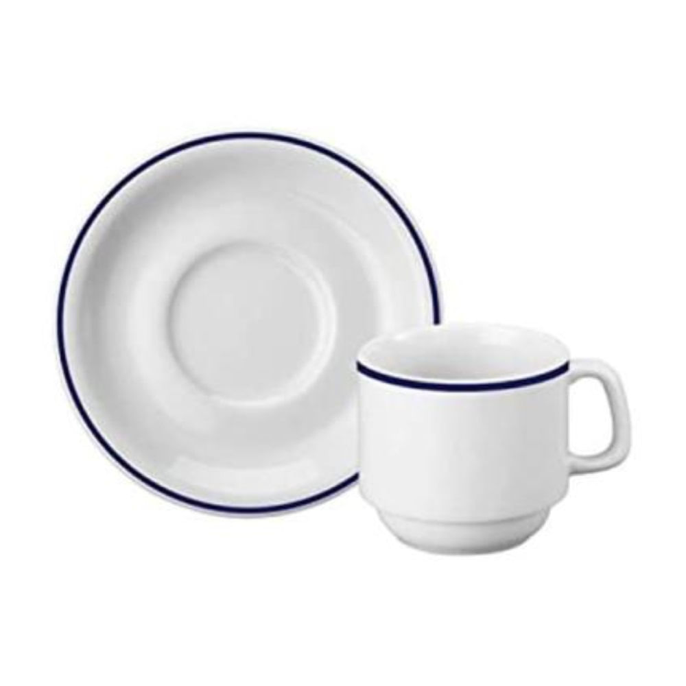 XÍCARA DE CHÁ FILETE AZUL DE PORCELANA COM 6 SCHMIDT
