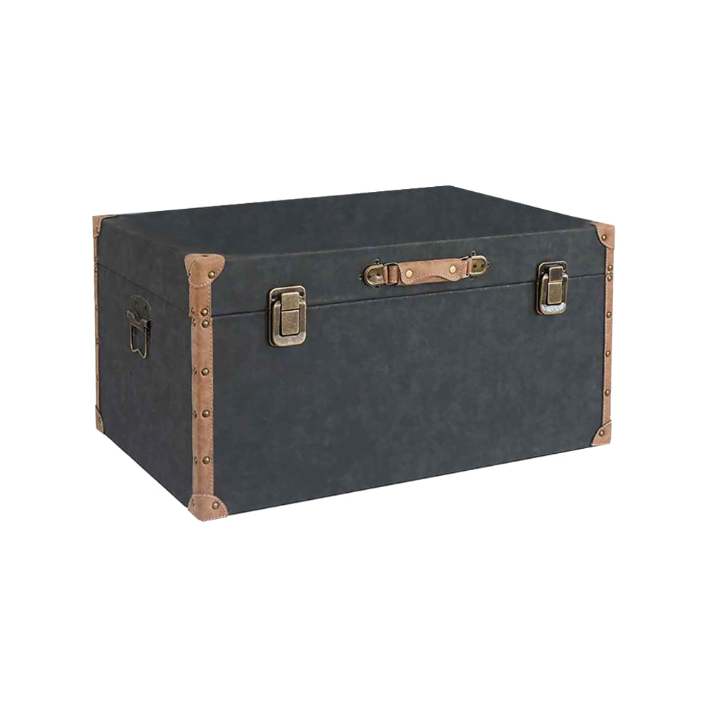 BAÚ PRETO DE MADEIRA 70CM