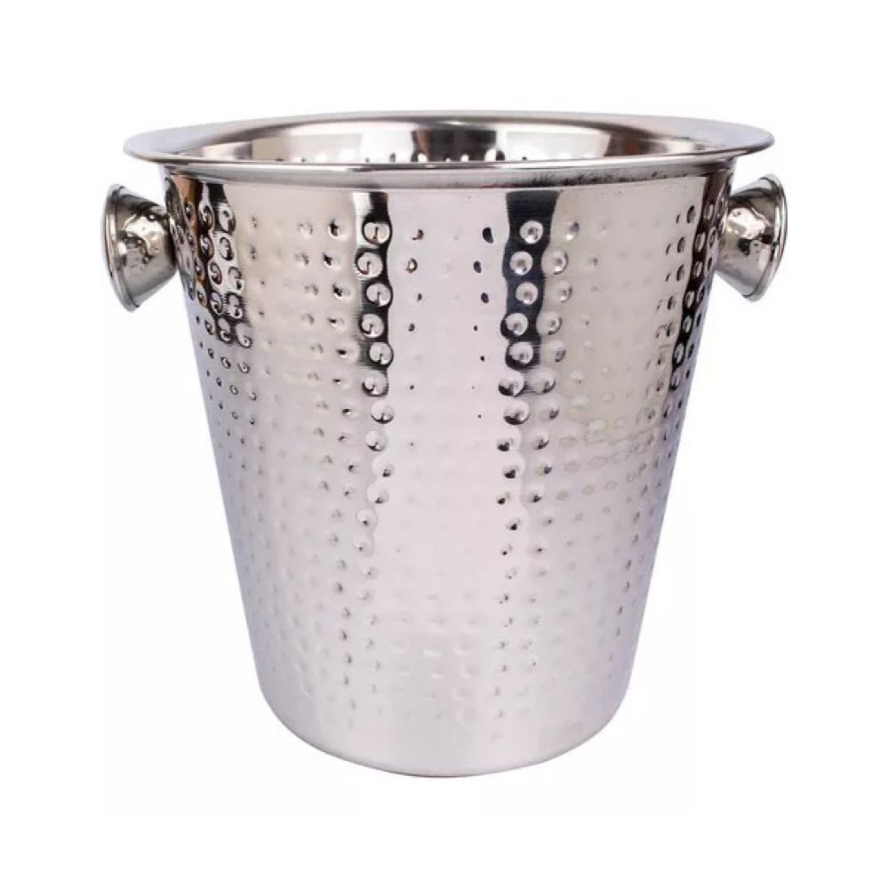 BALDE PARA GARRAFAS MARTELADO DE AÇO INOX