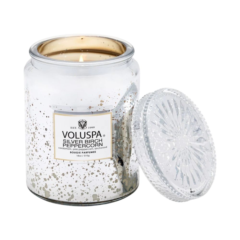 VELA POTE DE VIDRO 100H SILVER BIRCH PEPPERCORN VOLUSPA