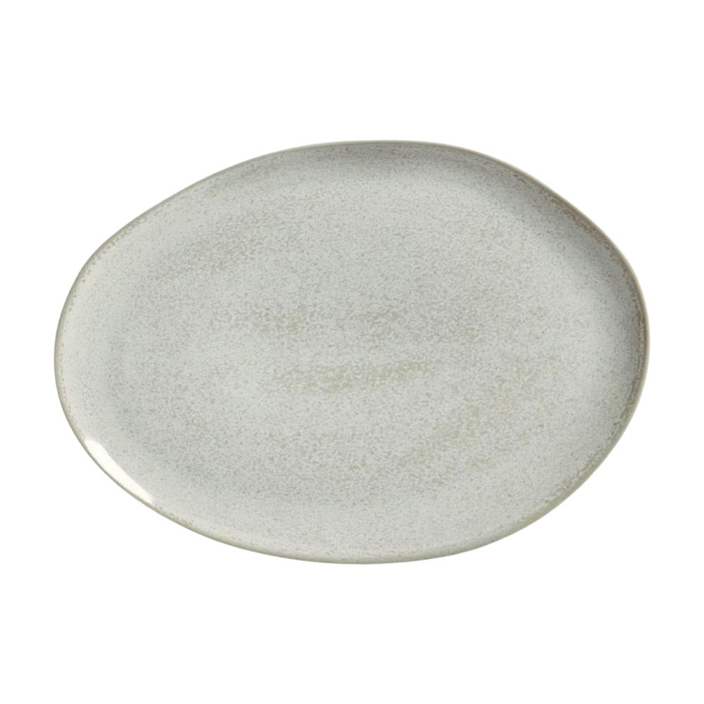 PRATO DE SOBREMESA OVAL ORGÂNICO PISTACHE DE CERÂMICA PORTO BRASIL