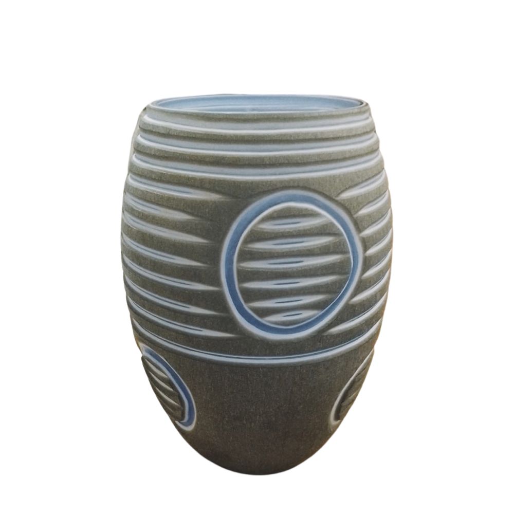 VASO BLUE OVAL DE VIDRO 33CM