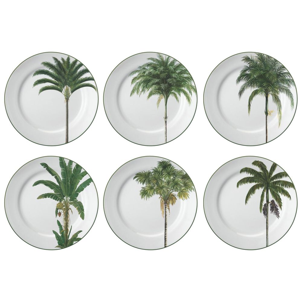 PRATO RASO PALMEIRA DE PORCELANA COM 6 SCHMIDT