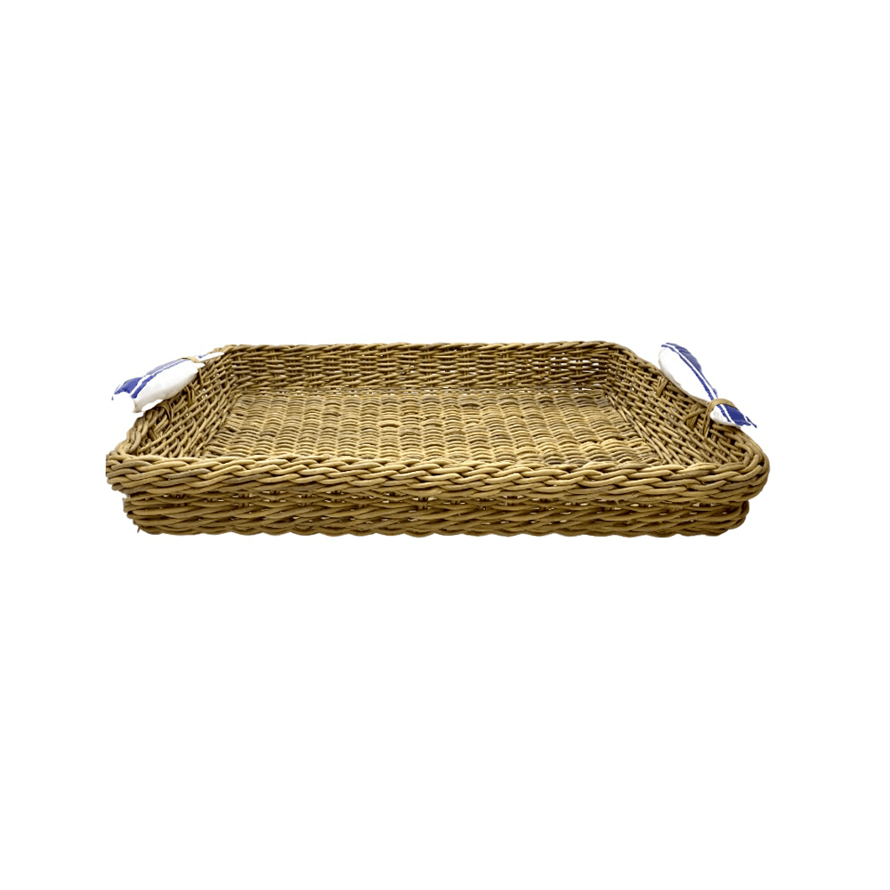 BANDEJA PARA BAR ALÇA SARDINHA DE RATTAN 52X35CM