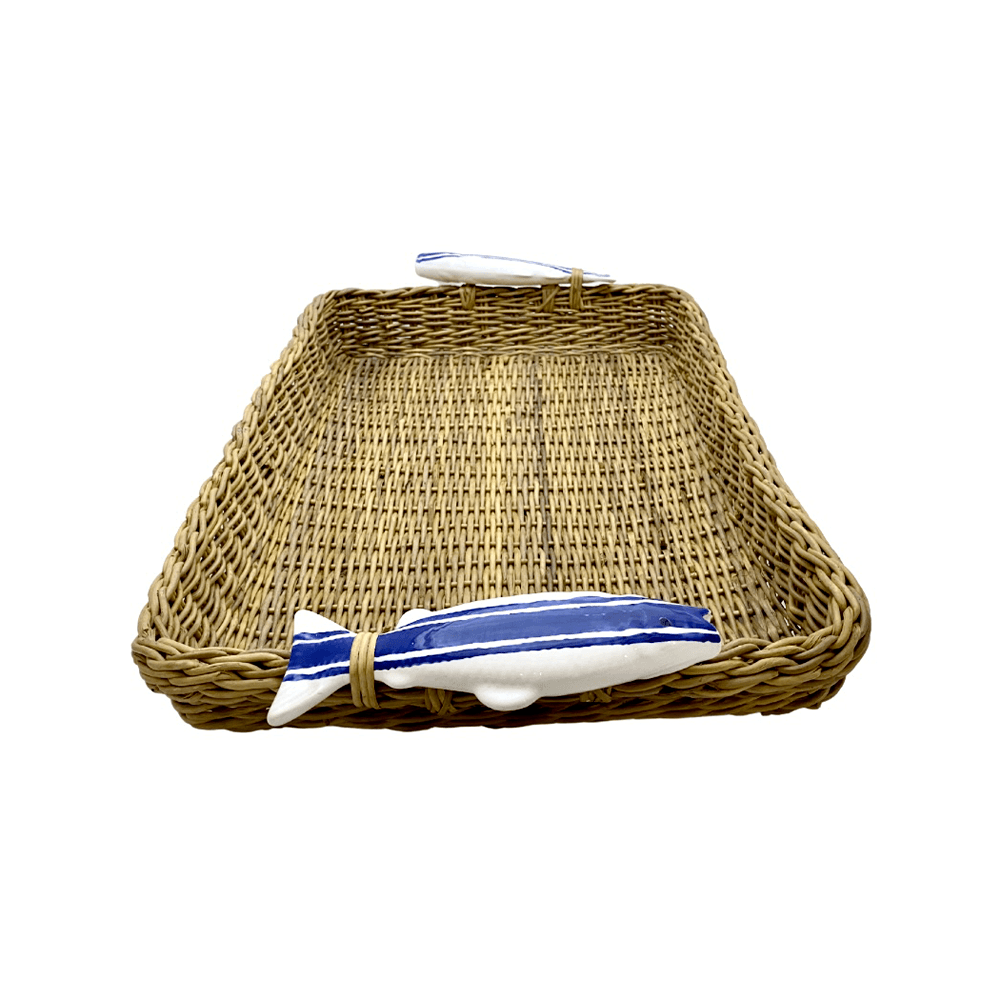 BANDEJA PARA BAR ALÇA SARDINHA DE RATTAN 52X35CM