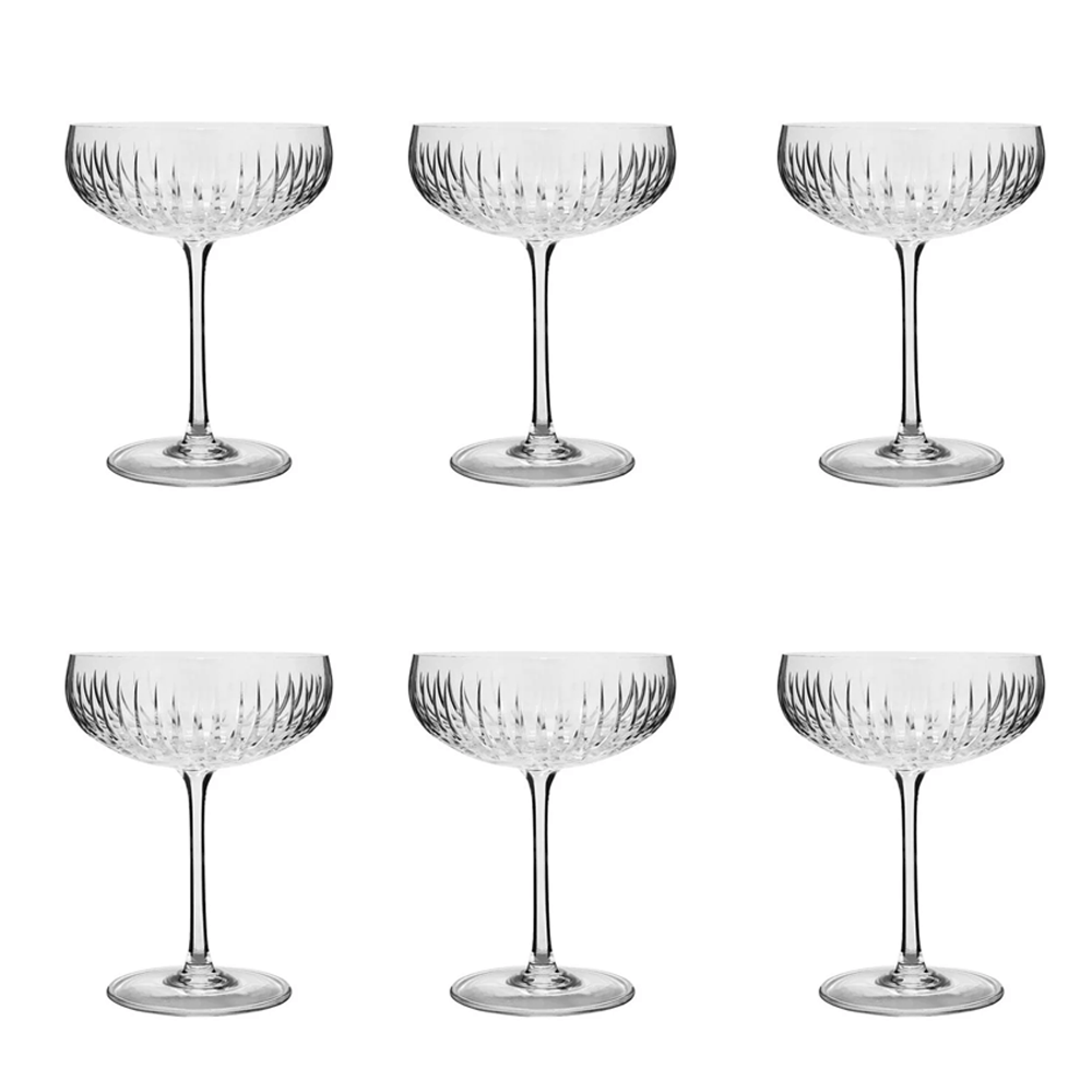 TAÇA DE ESPUMANTE MARIA ANTONIETA DE CRISTAL COM 6 STRAUSS