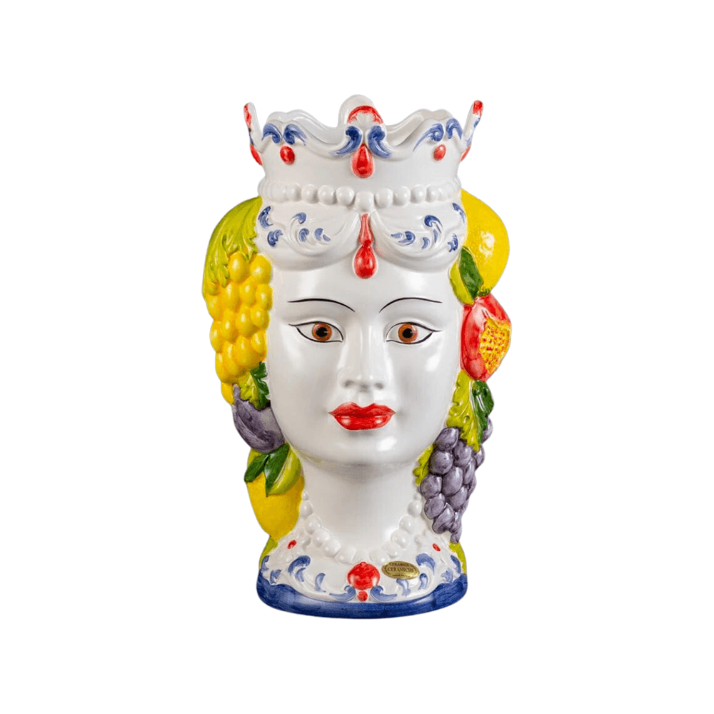 VASO RAINHA COM FRUTAS DE CERÂMICA 30X45CM