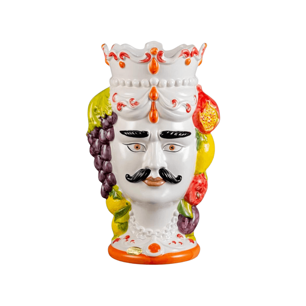 VASO REI COM FRUTAS DE CERÂMICA 30X45CM