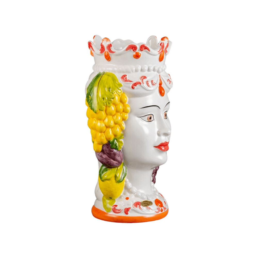 VASO RAINHA COM FRUTAS DE CERÂMICA 30X45CM