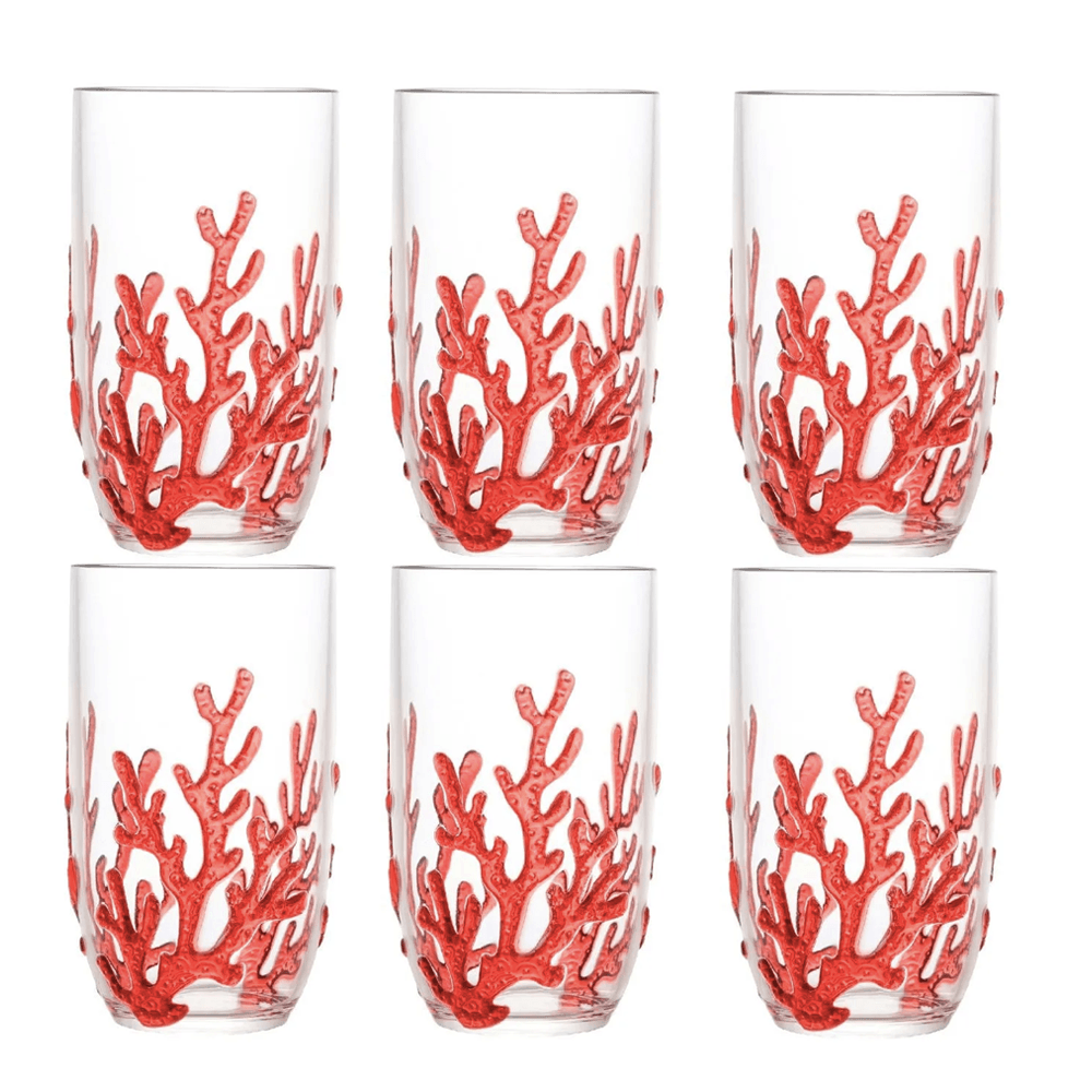 COPO CORAL DE ACRÍLICO 650ML COM 6