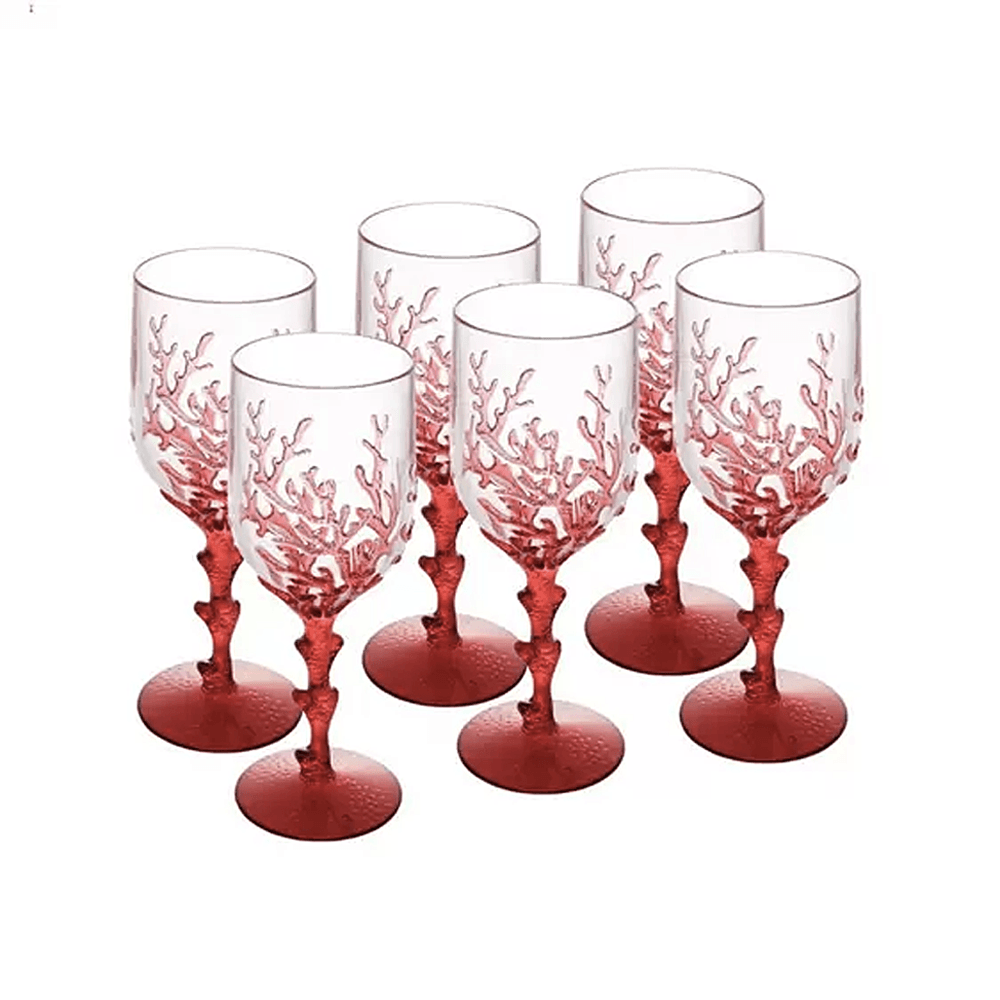 TAÇA CORAL DE ACRÍLICO 450ML COM 6