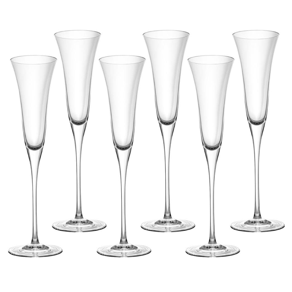 TAÇA DE ESPUMANTE DE CRISTAL 150ML COM 6 STRAUSS