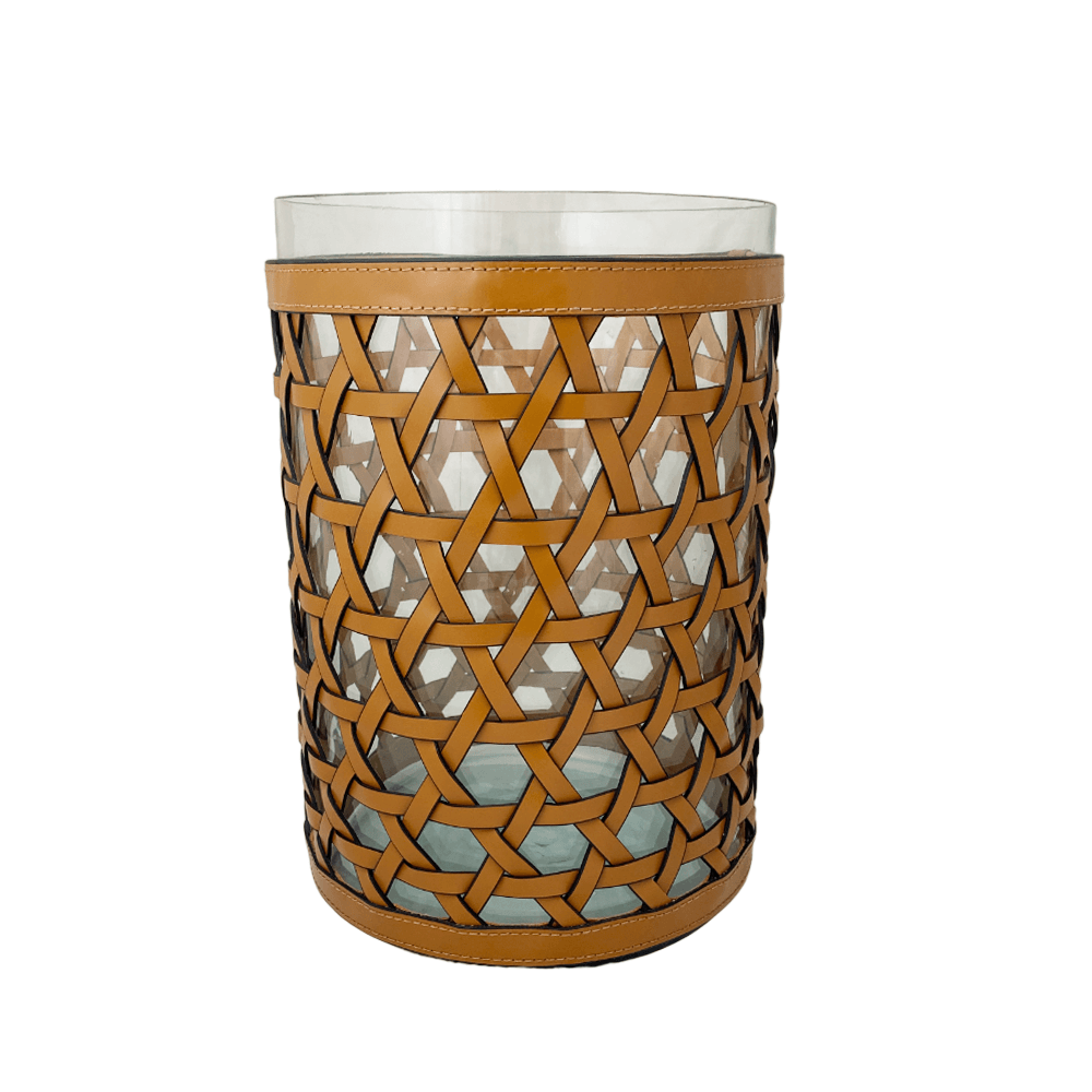 VASO TRAMA MARROM DE VIDRO 34CM