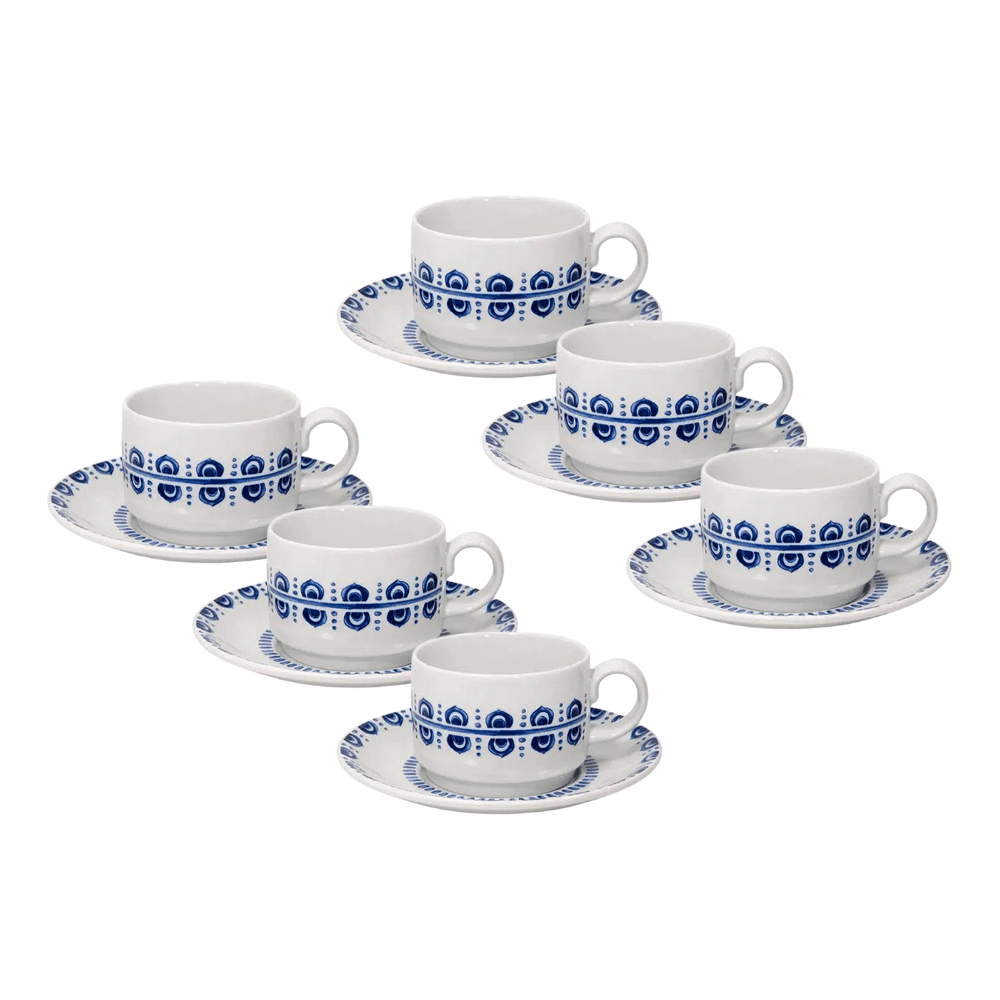 XíCARA CHÁ AZURE LUX DE PORCELANA COM 6 VISTA  ALEGRE