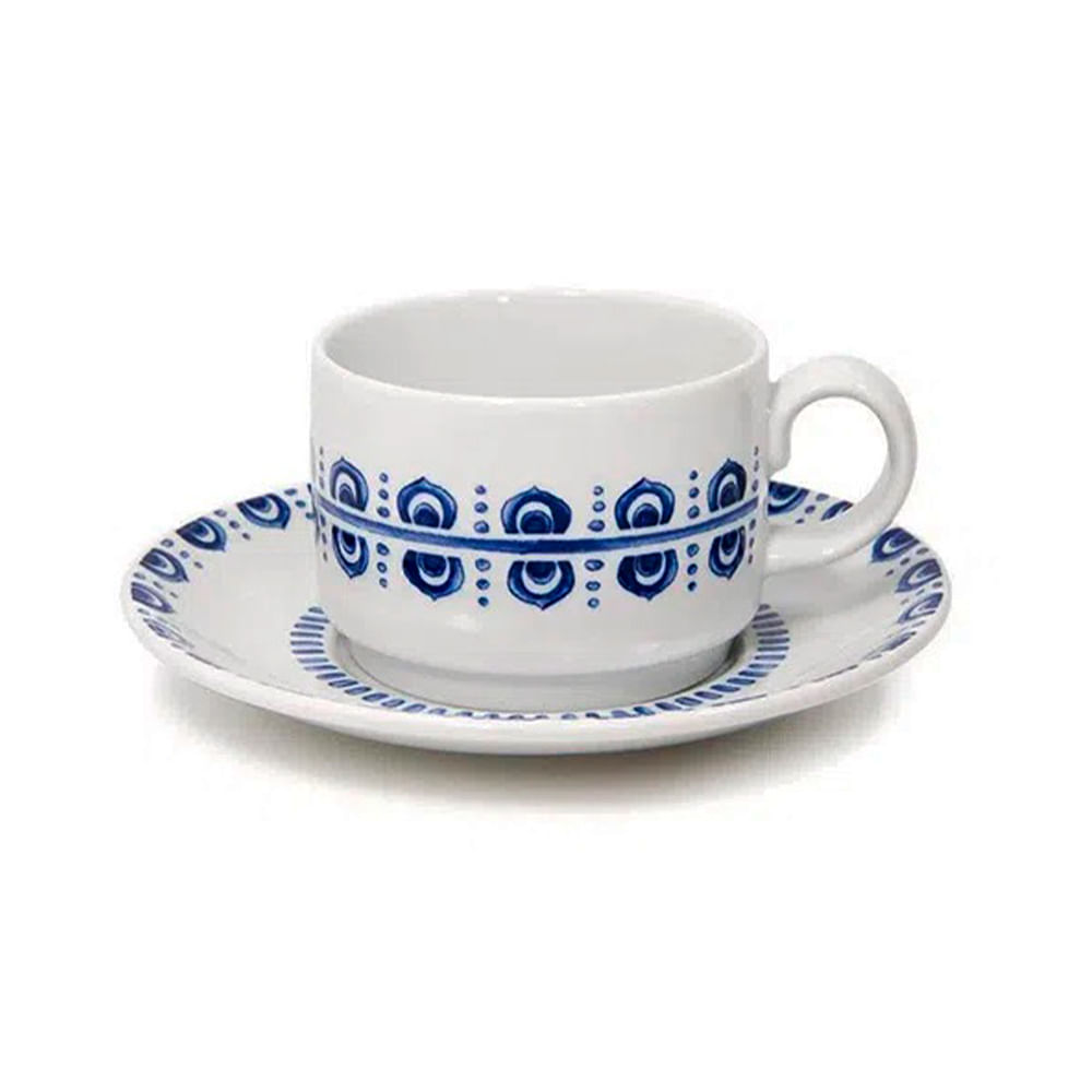 XíCARA CHÁ AZURE LUX DE PORCELANA COM 6 VISTA  ALEGRE