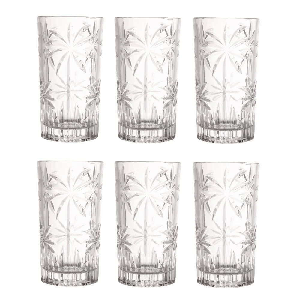 COPO LONG DRINK PALM TREE 330ML DE CRISTAL COM 6