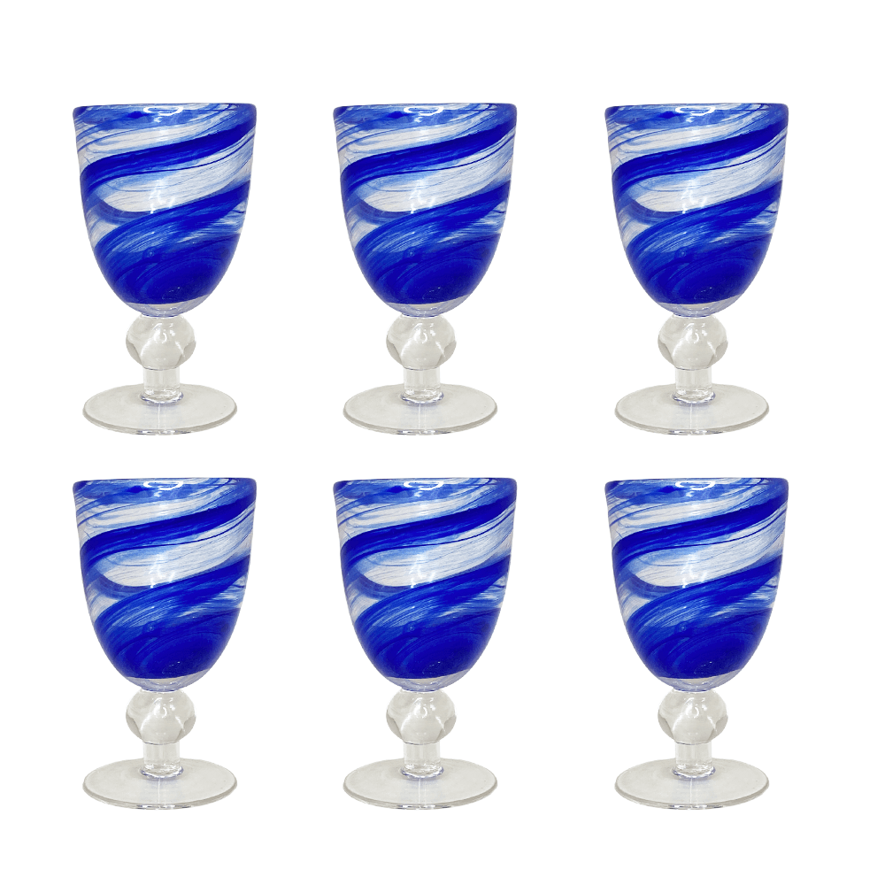TAÇA SONHO BLUE DE VIDRO COM 6