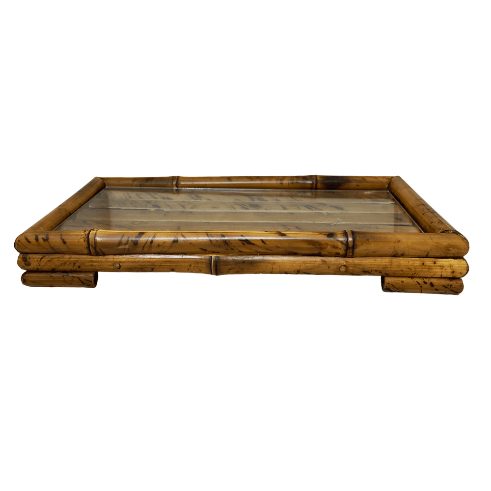 BANDEJA TIGRADA DE BAMBU E VIDRO 28,5CM