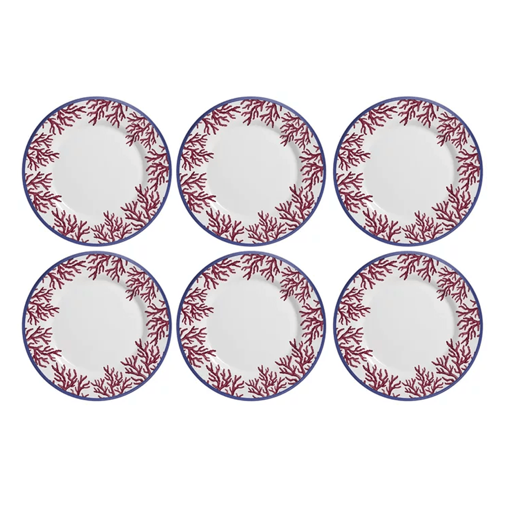 PRATO RASO CORAL DE CERÂMICA 29CM COM 6