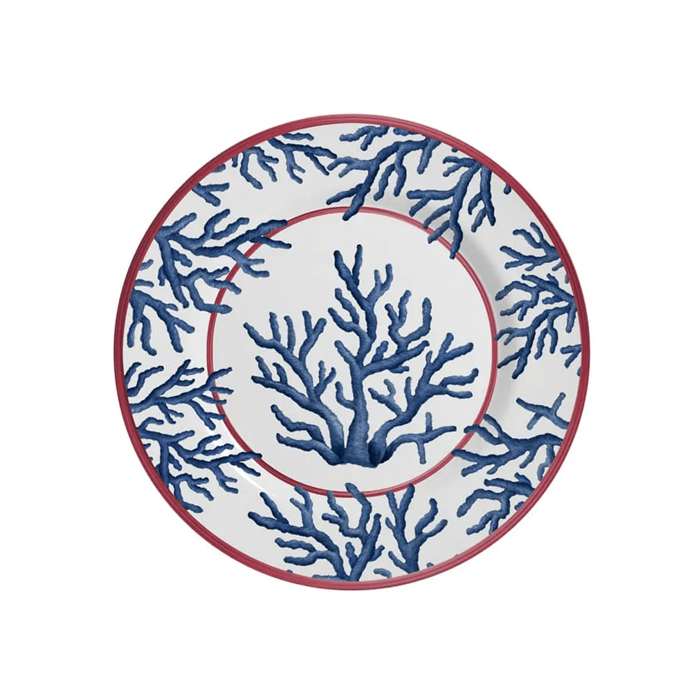 PRATO SOBREMESA CORAL DE CERÂMICA 20CM COM 6