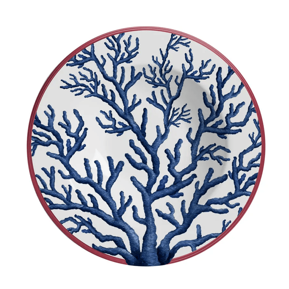 PRATO FUNDO CORAL DE CERÂMICA 25CM COM 6