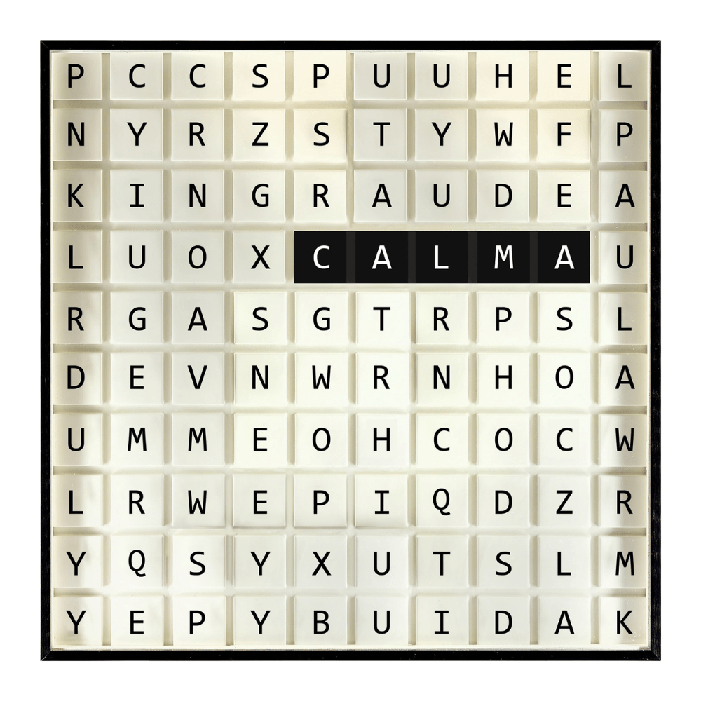 QUADRO CAÇA PALAVRAS CALMA DE METAL 41CM
