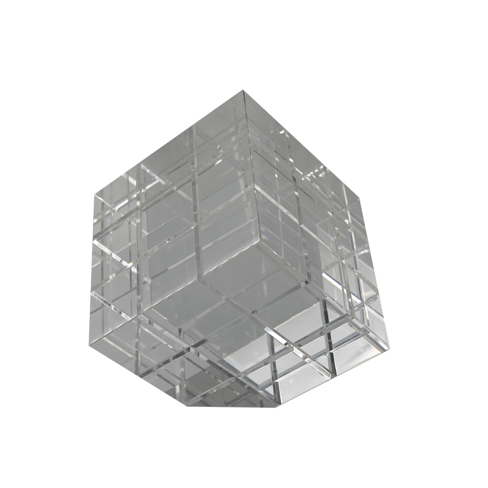 ESCULTURA CUBO FUTURO DE VIDRO 10CM