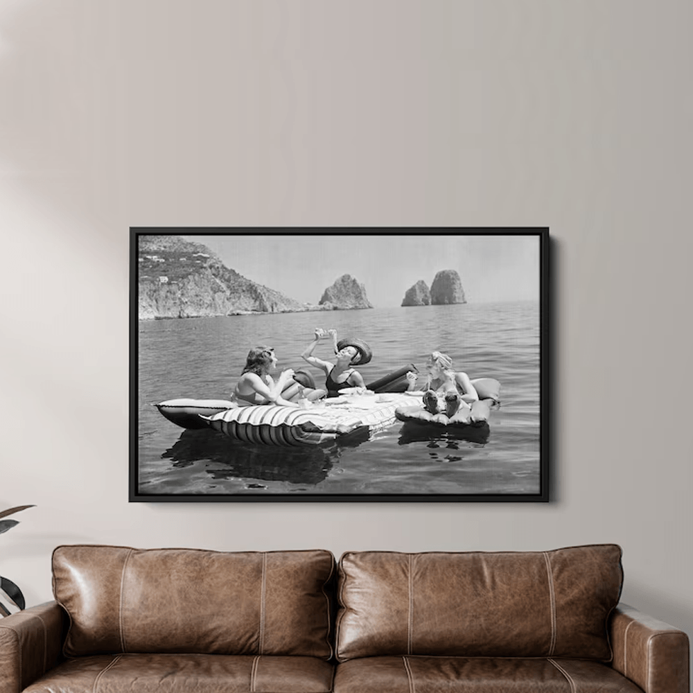 QUADRO VINTAGE BARCO DE MADEIRA 63X93CM